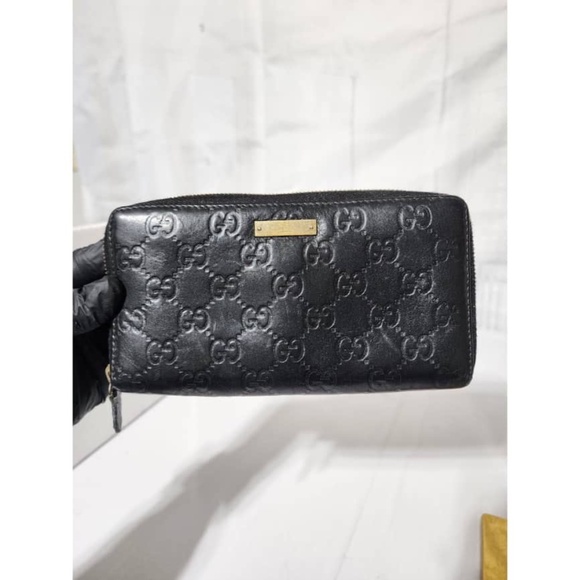 Authentic GUCCI Leather Guccissima Long Zippy Wallet Black - Picture 1 of 11
